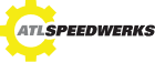 Logo of ATL Speedwerks featuring a yellow gear on the left and the company name in bold, black letters to the right. "ATL" is in black and "SPEEDWERKS" is in grey, with the gear partially encompassing the "A".