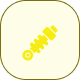 A yellow square with rounded corners and the word "Snap" written diagonally across the center.