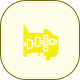 A yellow rounded square with a faint, indistinct shape in the center.