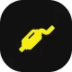 Yellow oil pressure warning light symbol on a black background.