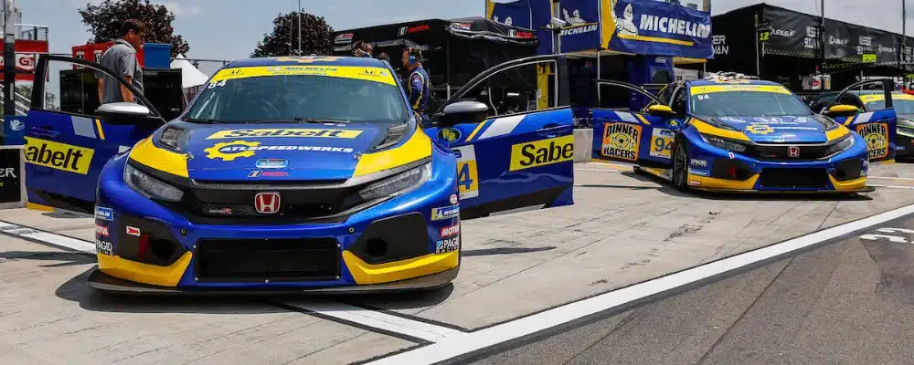 a race car parked on a track