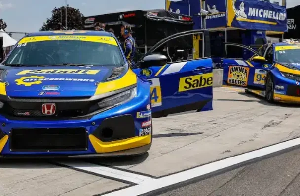 a race car parked on a track